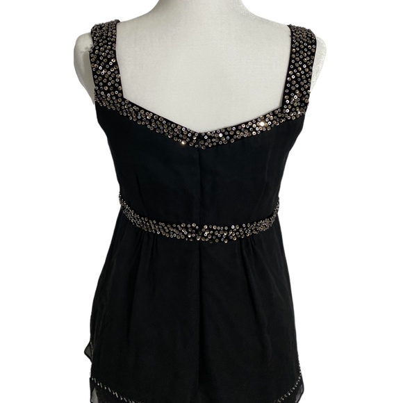 Nanette Lepore Black Sequin Silk Blend Blouse 6 EU - Picture 6 of 9